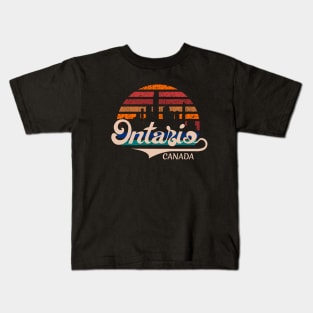 Ontario Canada sunset skyline retro Kids T-Shirt